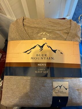 New! Blue Mountain Men's 2-Piece Sleep Set - Heather Taupe